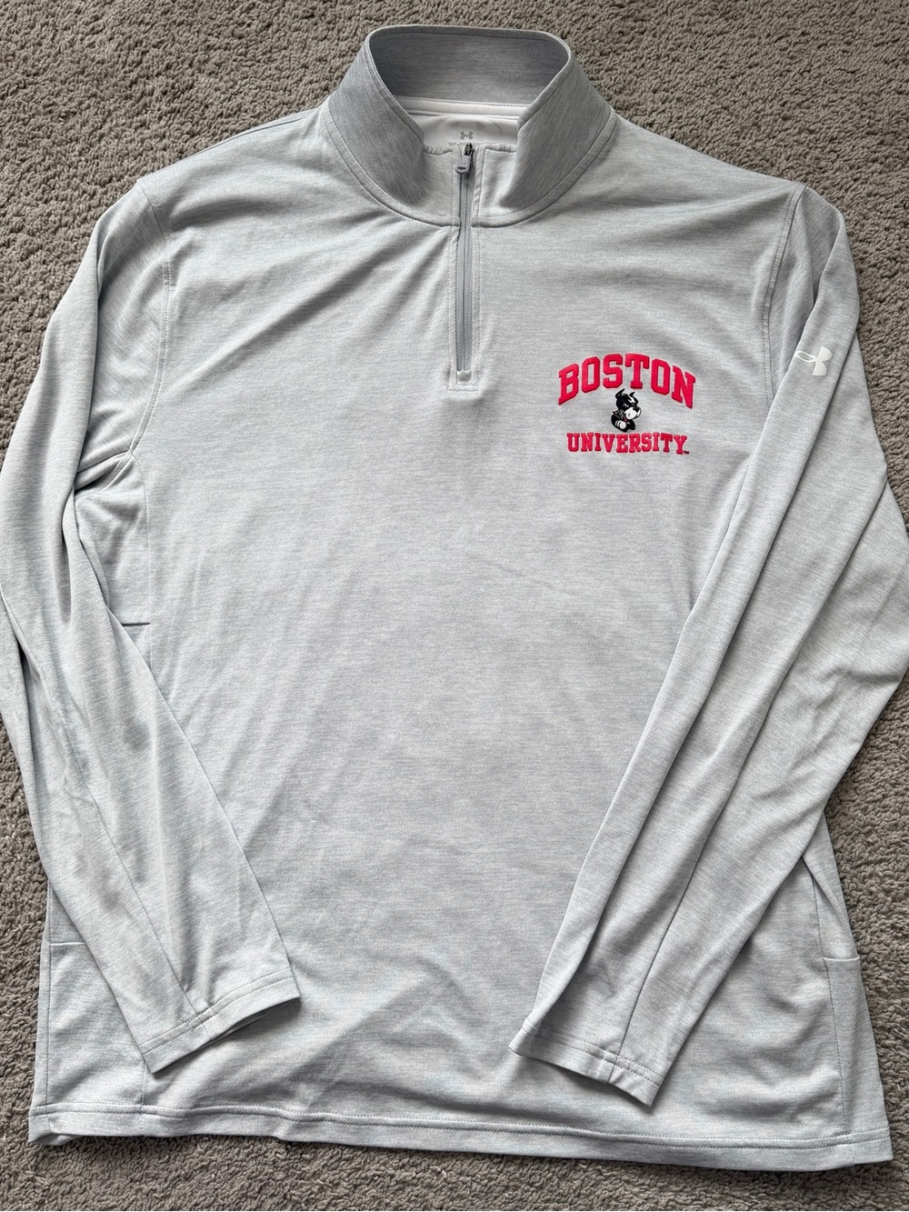 Under Armour Boston University Light Gray Quarter-Zip Pullover XL